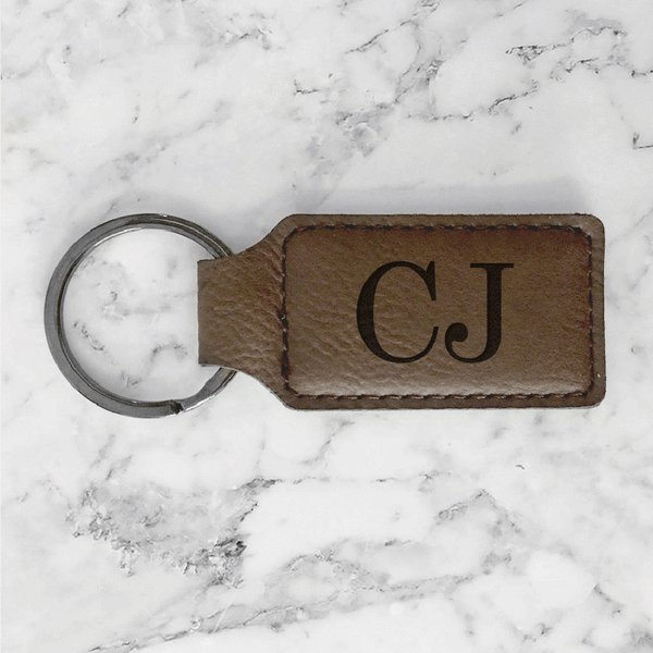 Leather Keychain with Monogram