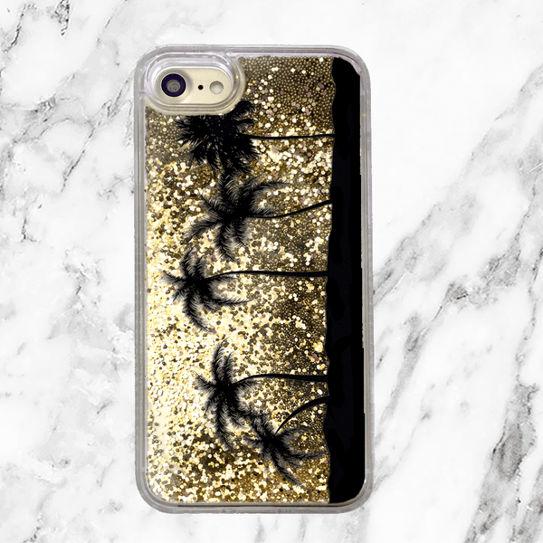 Palm Trees Gold Glitter Phone Case