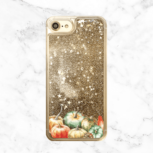 Autumn Pumpkins Gold Glitter Phone Case