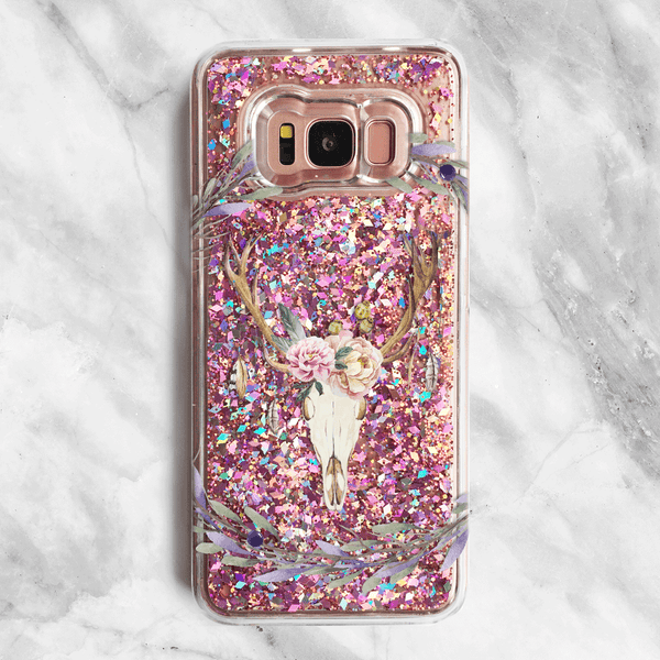 Floral Deer Skull - Glitter Samsung Galaxy Case