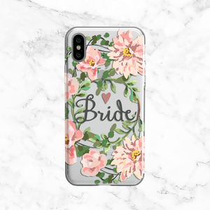 Bride Floral Wreath Wedding Phone Case - Clear Printed TPU