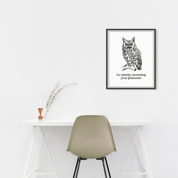 Grammar Police Owl - Art Print