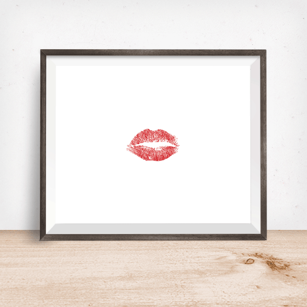 Red Lipstick Kiss - Art Print