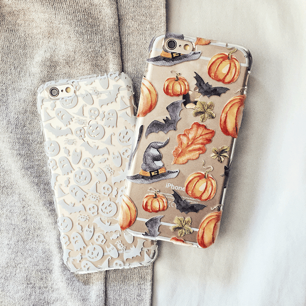 Halloween Ghosts and Pumpkins - Clear TPU Phone Case