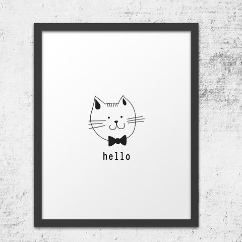 Hello Fancy Cat Wall Art Print