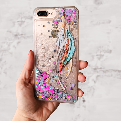 Tribal Feather Glitter iPhone Case